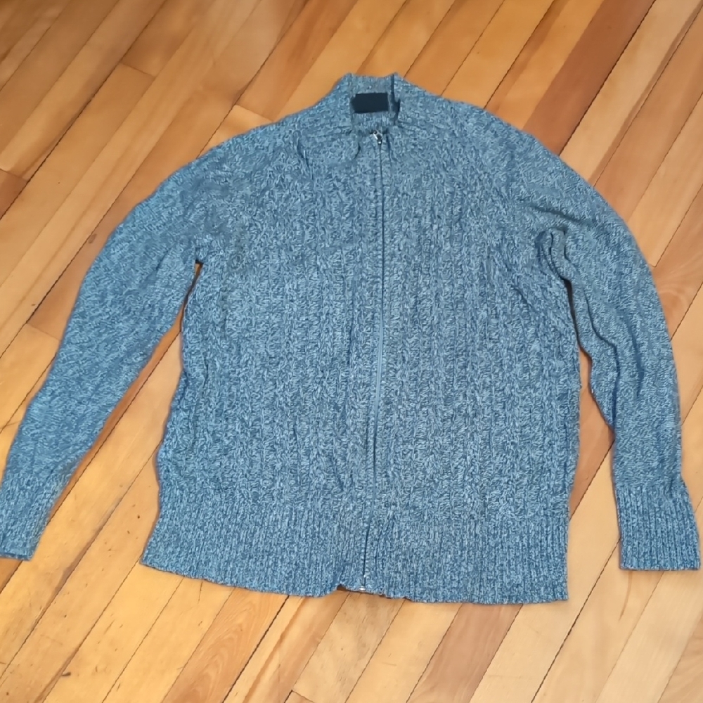 Tribal Women's Heathered Gray Zip-Up Sweater Cotton Large